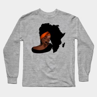 African Woman, Afro Woman, Africa Map Long Sleeve T-Shirt